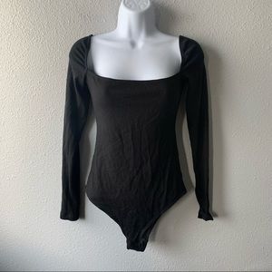 Black Reformation Ribbed Bodysuit